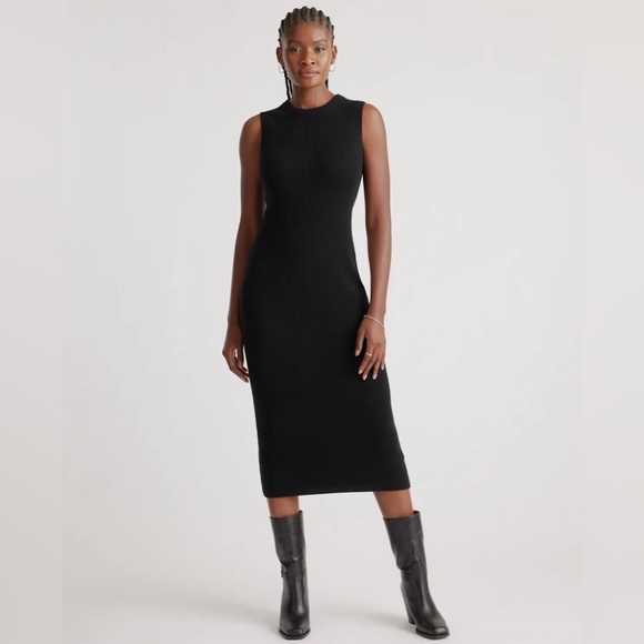 NWT! | QUINCE Mongolian Cashmere Sleeveless Midi
Sweater Dress Black Size Small - Picture 2 of 16
